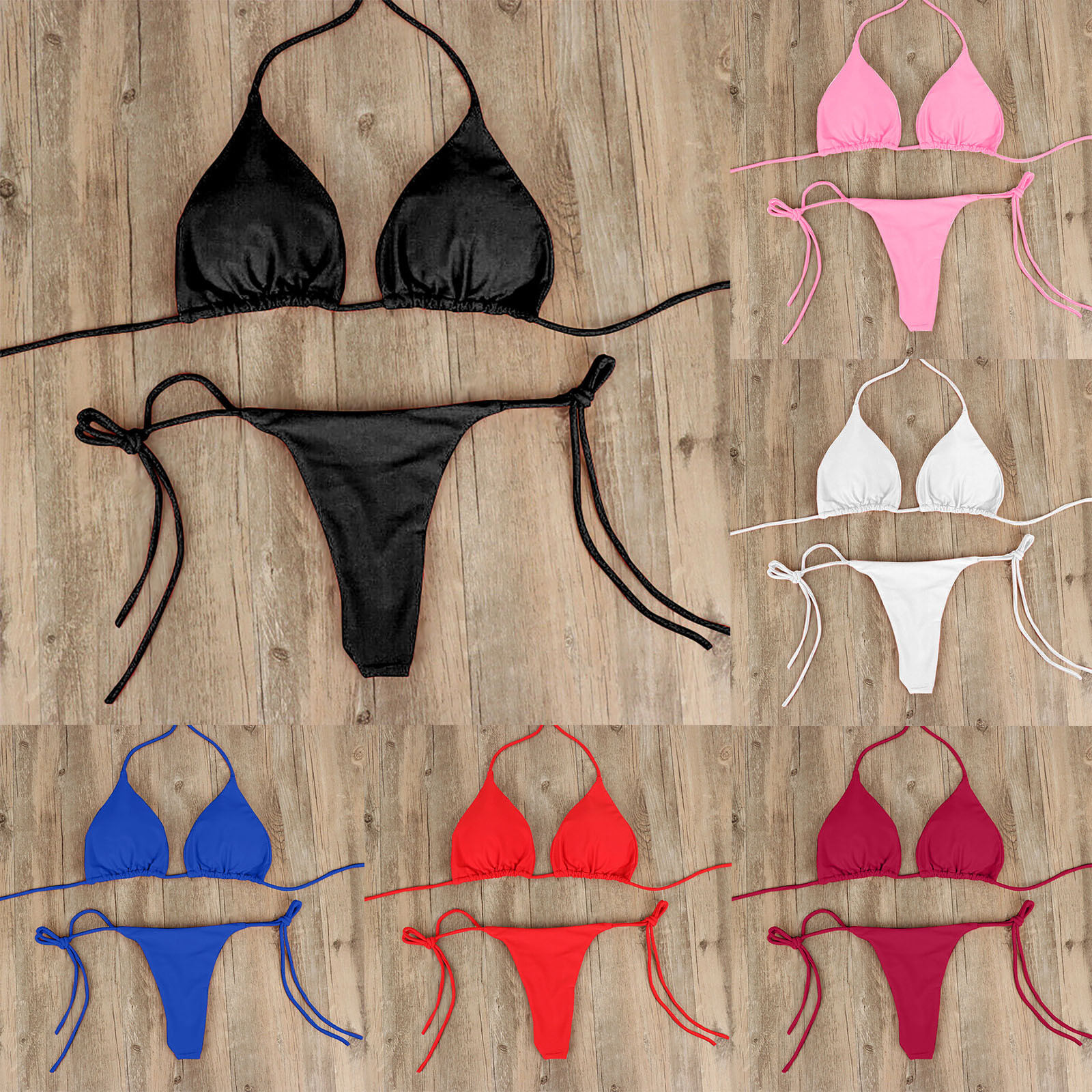 Sexy Brazilian Swimsuit Women Sexy Bikini Set Push-up Bra Thong G-string Two Pieces Swimwear Beachwear Bathing Suit Femme