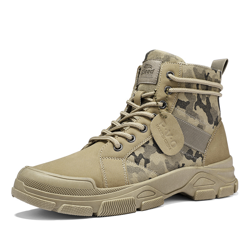Top  Canvas Men Boots Lace Up Male Canvas Shoe Ankle Botas Cowboy Motorcycle Boots  Military Desert Palladium
