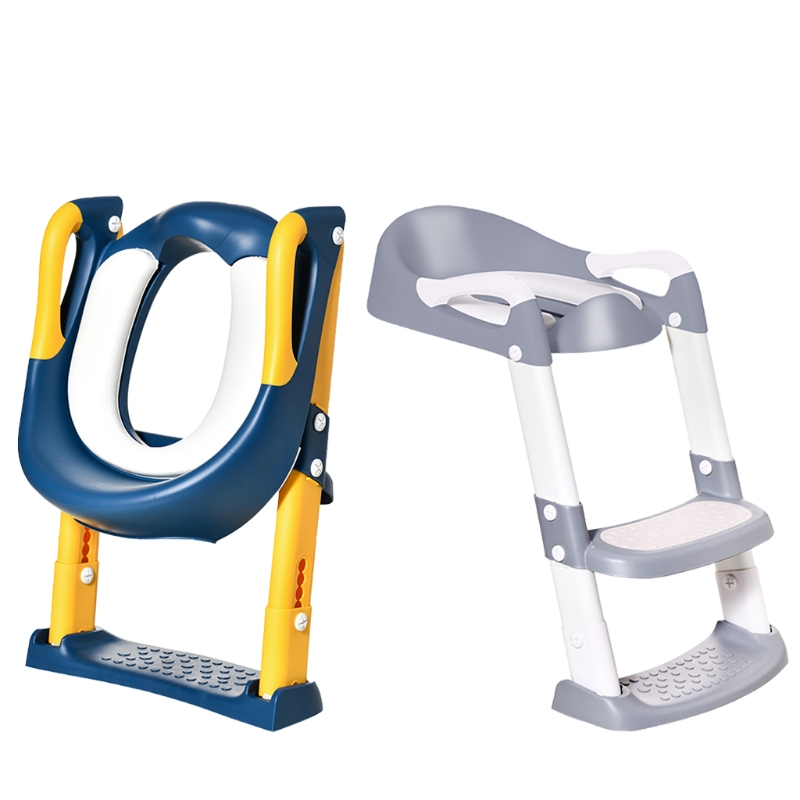 Folding Toilet Seat Potty Chair Kids Child Non-Slip Potty Training Seat with Adjustable Step Stools Ladder Urinal Backrest