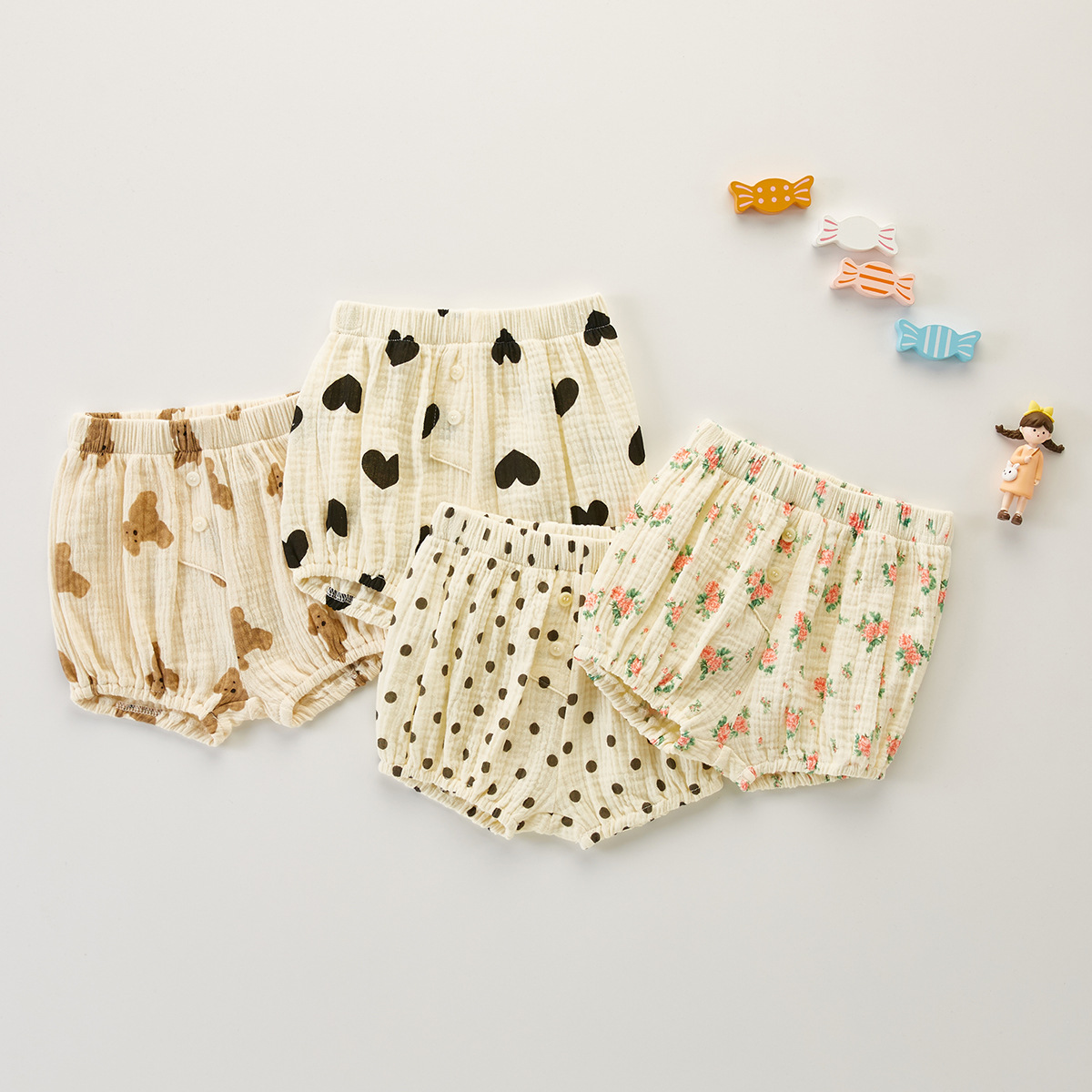  Latest Summer Newborn Baby Girl Shorts Cute Bear Print Cool Toddler Boy Cotton Soft Pp Short Pants Infant Outfits