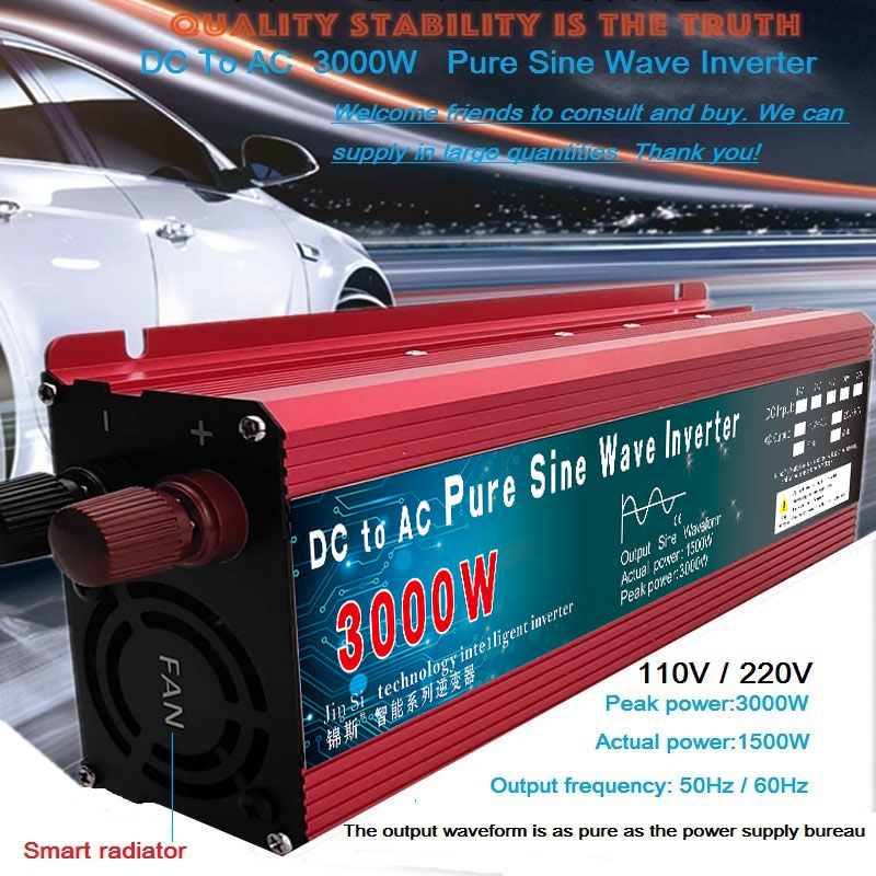 Pure Sine Wave Inverter DC 12v/24v To AC 110V/220V 1000W 1600W 2000W 3000W Voltage Transformer Power Converter Solar Inverter