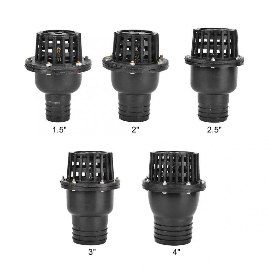 Fluid Machine Water Pump Foot Valve Black PVC Low Pressure Flat Check Valve Water Jet Pump For Electric Magnetic Valve