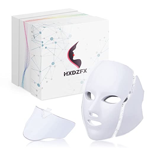 LED FACIAL LIGHT THERAPY MASK-Led Face Mask Light Therapy, 7 Led Light Therapy Facial Skin Care Mask - Blue & Red Light for Acne Photon Mask - Skin Care Mask for Face and Neck.White