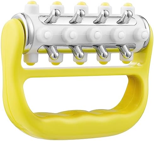 MyoRelease Lymphatic Drainage Massager (Yellow), Ultimate Fascia Release & Scar Tissue Massage Tool, Personal Handheld Massage Roller for Shoulder, Neck, Thigh, Leg & Back
