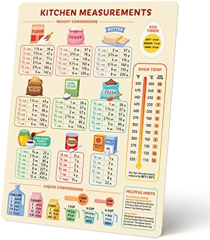Levain & Co Kitchen Conversion Chart Magnet for Easier Cooking & Kitchen Baking - Vintage Kitchen Useful Gadgets - Cute Kitchen Accessories Gadgets - Cooking & Baking Accessories - Gifts for Bakers