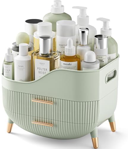 Makeup Organizer with Drawers,Skincare Organizer for Vanity,Storage Box with Handle,Large Cosmetic Display case for Dresser, Bathroom Countertop