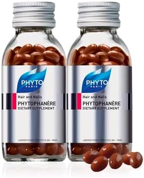 PHYTO Phytophanère 100% Natural Hair Loss Thinning Dietary Supplement, 4-Month Supply,Capsule, 120 Count (Pack of 2)