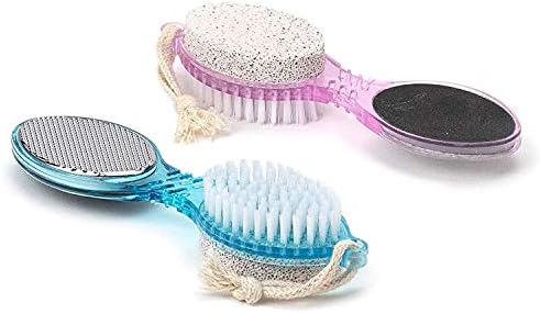 DecorRack (4 in 1) Pedicure Paddle Kit Tool with Pumice Stone for Feet, Foot Hand Toe Nail Cleaning Brush, Metal File and Emery Board, Manicure Foot Rasp Callus Remover Pedi Set (Random Color, 2 Pack)