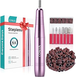 COSLUS Electric Nail Drill File Professional: for Acrylic Gel Dip Powder Nails Portable Nail Drill Machine Kit Manicure Pedicure Tools Polishing Set with Nail Drill Bits Sanding Bands