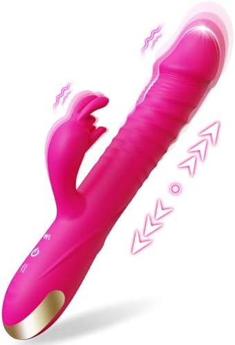Thrusting Dildo Vibrator Adult Toys for Women - Sex Toys Dildos Rabbit G Spot Vibrator with 3 Fast Thrusting & 10 Vibration Modes, Silicone Clitoral Stimulator Adult Sex Toy for Women Couple