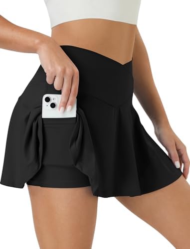 Tennis Skirt for Women High Waisted Golf Skirts with Pockets Shorts Crossover Athletic Pleated Skorts Skirts