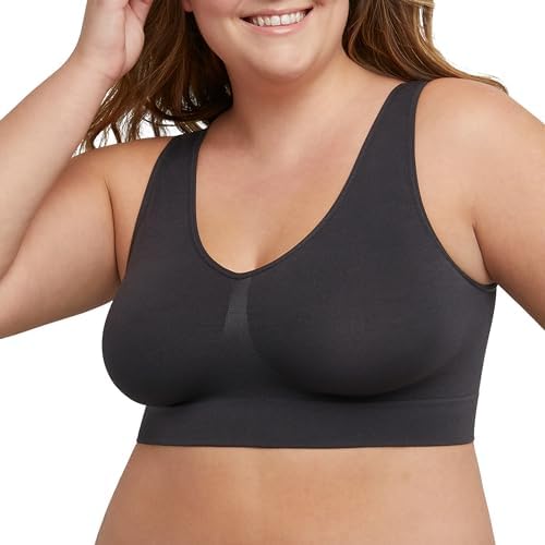 JUST MY SIZE Hanes Women's Seamless Bralette, Pure Comfort Light Support Pullover Bra, Plus Sizes