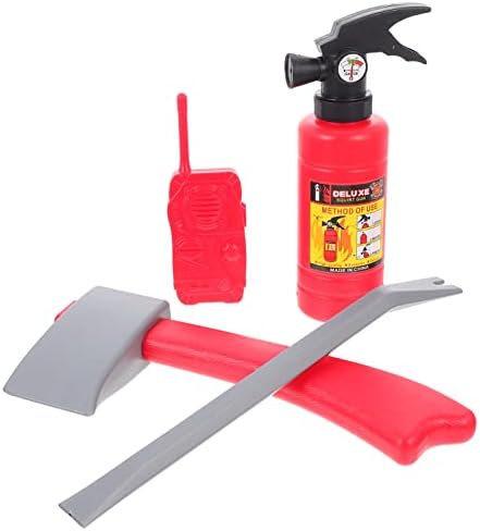 Zerodeko 1 Set of 4 Pieces Fire Fighter Accessories, Firefighter Costume Role Play Firefighter Tools Interphone Fire Extinguisher, Fireman Toys for Costume Role Play Games