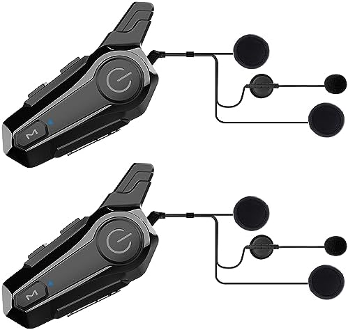 Motorcycle Bluetooth Headset Wireless Helmet Intercom Headphone with CVC Noise Cancellation Stereo Music IPX6 Waterproof for Half/Open Face Helmet 2 Pack