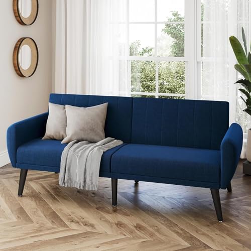 BELLEZE Convertible Futon Sofa, Modern Loveseat, Futon Couch, Sleeper Sofa, Sofa Bed for Living Room, Guest Room, Apartment - Melrose (Navy Blue)