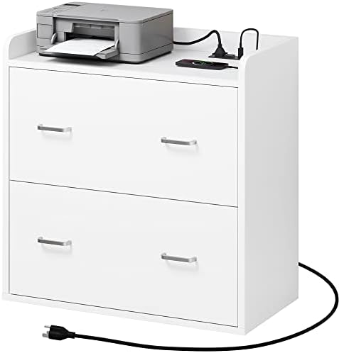 DWVO Heavy Duty Garage Storage Cabinets with Charging Station Locker Cabinet Living Room Modern Home Office Furniture Storage Organizer Cabinet, White