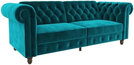 DHP Felix Chesterfield Sofa Futon, Green Velvet