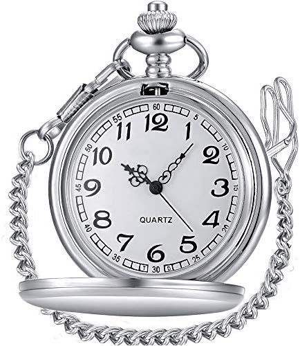 Classic Smooth Vintage Quartz Pocket Watch, Arabic Numerals Scale Mens Womens Watch with Chain Christmas Graduation Birthday Gifts Fathers Day