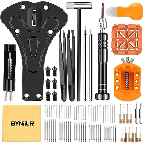 Watch Battery Replacement Tool Kit, BYNIIUR Watch Repair Kit, Watch Repair Tools & Kits, Watch Band Link Removal Kit, Watch Tools Case Opener Tool Watch Back Removal Tool Kit Battery Removal Tool