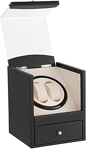Automatic Single Watch Winder with Quiet Japanese Motor,AC Adapter or Battery Powered,Premium Leather Exterior and Soft Flexible Watch Pillows for Men's and Women's Watch